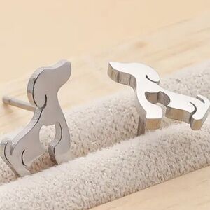 Stainless  Steel Heart Dog Silhouette Earrings